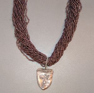 Handmade silver Buddha necklace purple beads